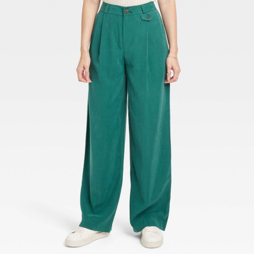 Women's High-Rise Relaxed Fit Full Length Baggy Wide Leg Trousers - A New D